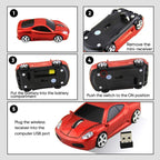 Ratón inalámbrico con forma de coche deportivo