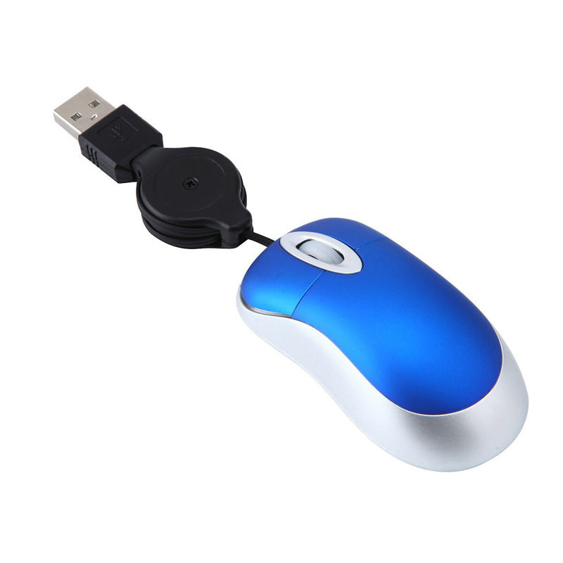 Ratón USB portátil con cable retráctil