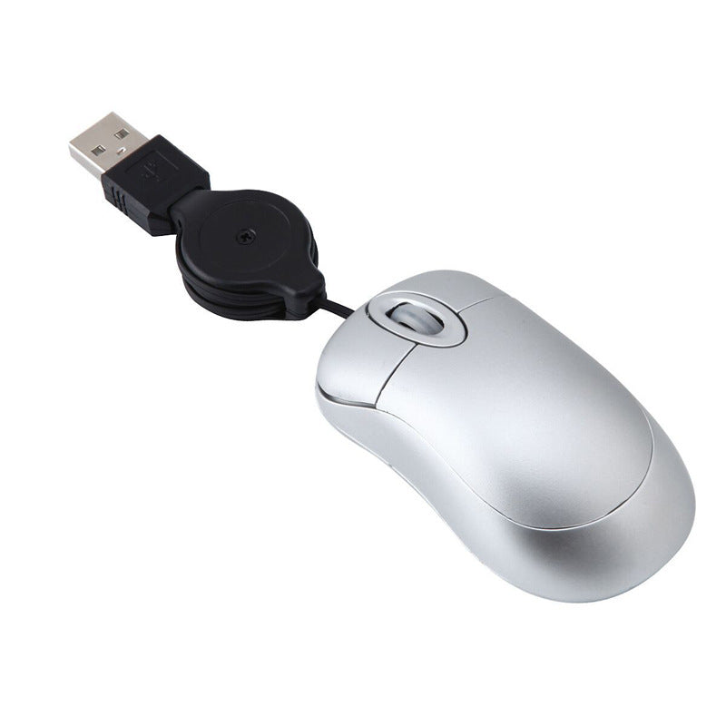 Ratón USB portátil con cable retráctil