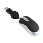 Ratón USB portátil con cable retráctil