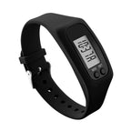 Reloj contador de pasos, podómetro de muñeca con pantalla digital, hora y calorías, correa de silicona con hebilla, blan