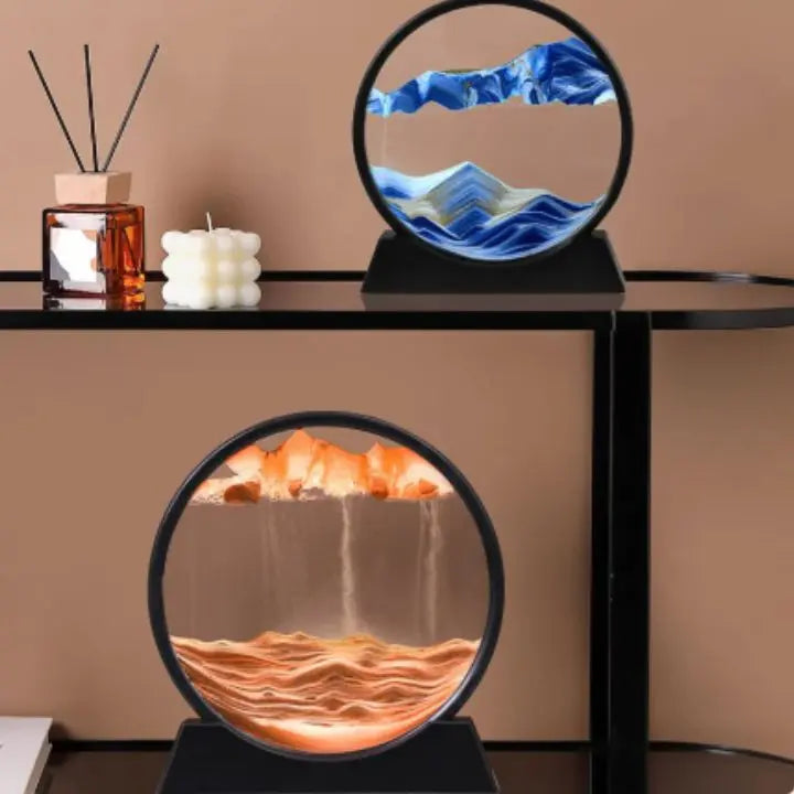 Reloj de arena 3D con paisajes marinos – Arte decorativo relajante