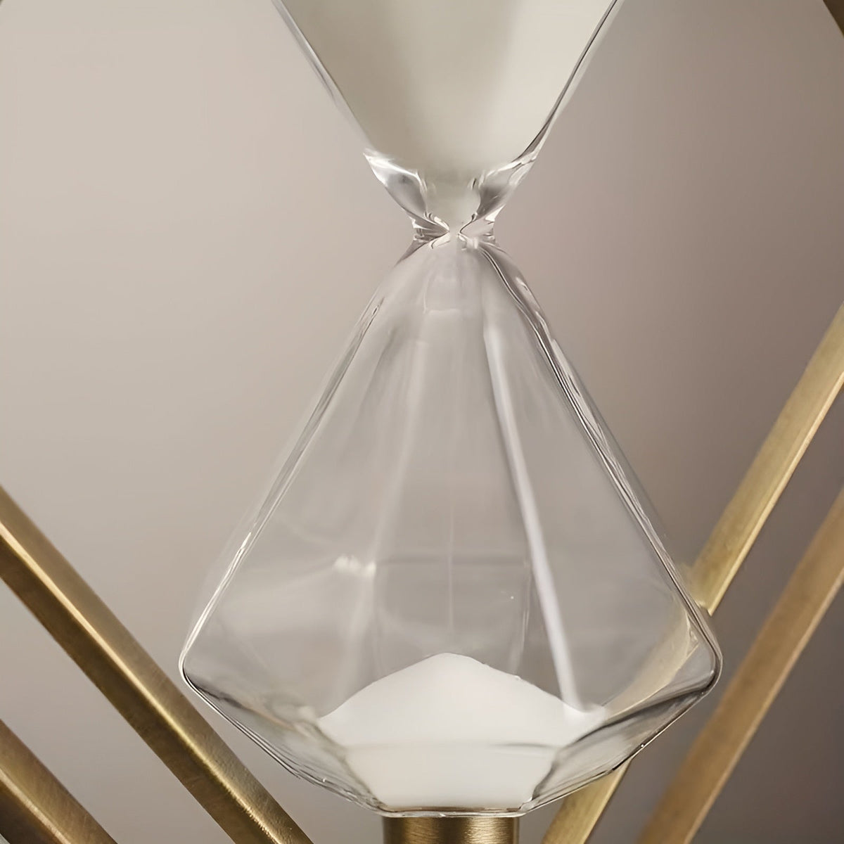 Reloj de arena con marco metálico geométrico – Decorativo y relajante con arena blanca