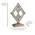 Reloj de arena con marco metálico geométrico – Decorativo y relajante con arena blanca