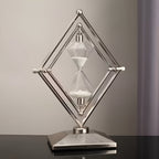 Reloj de arena con marco metálico geométrico – Decorativo y relajante con arena blanca
