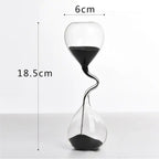 Reloj de arena curvo negro de cristal