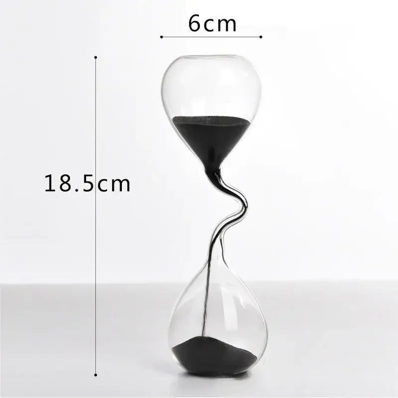 Reloj de arena curvo negro de cristal