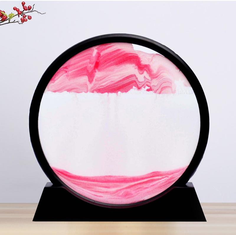 Reloj de arena decorativo con paisajes de arena en movimiento
