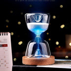 Reloj de arena decorativo de madera y cristal