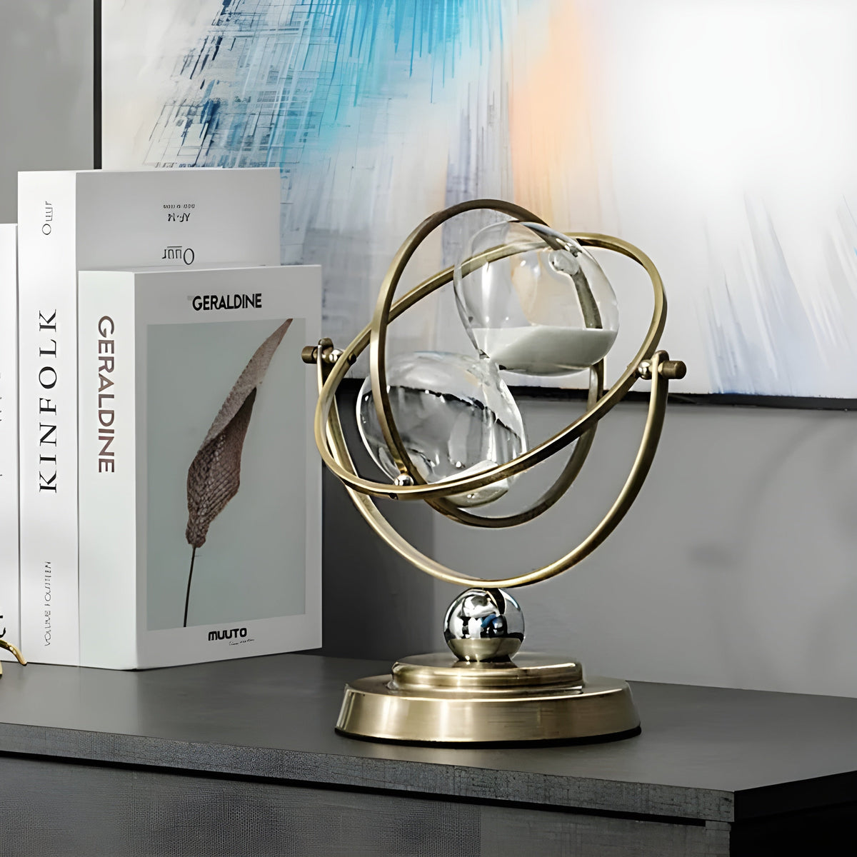 Reloj de arena elegante con flujo relajante de arena