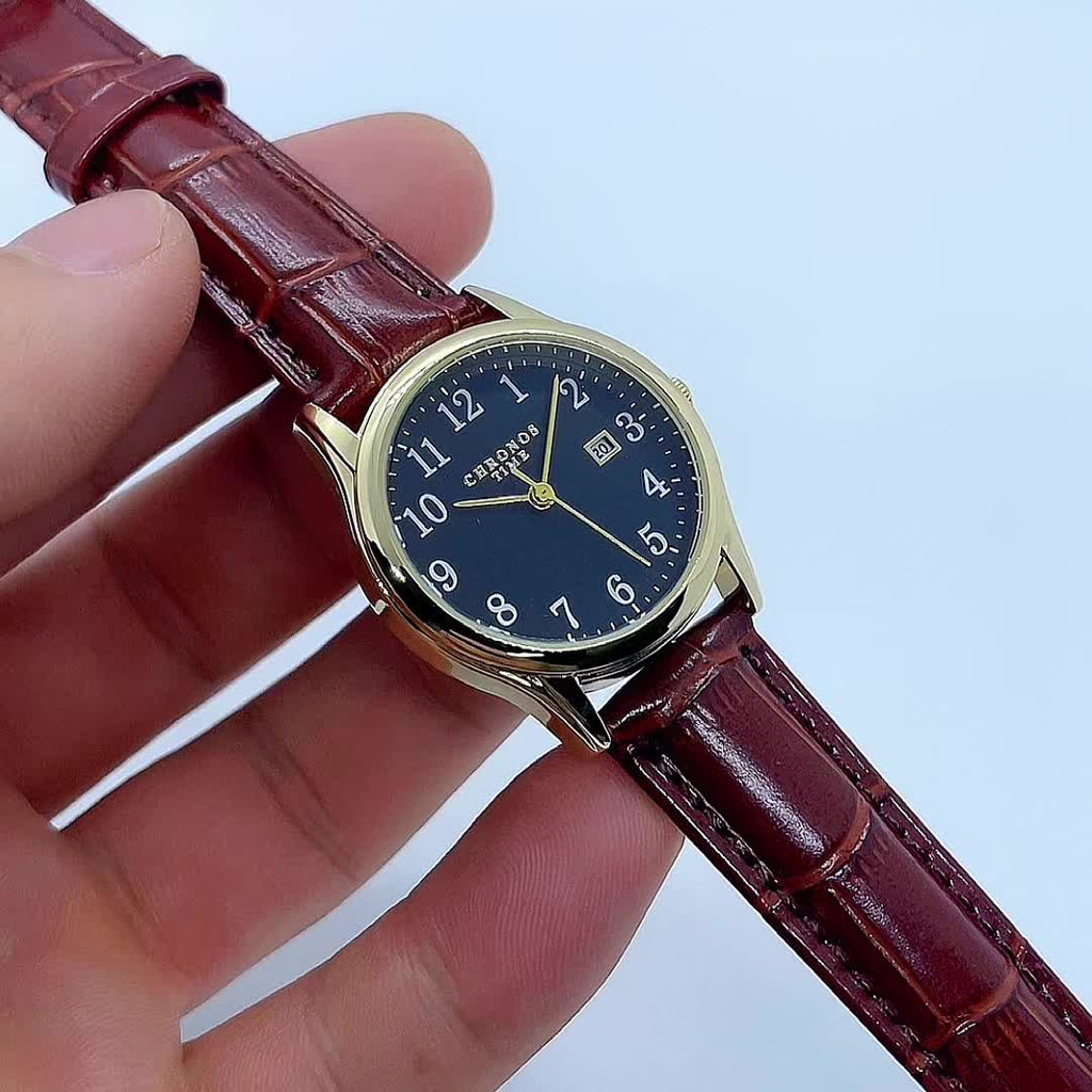 Reloj de cuarzo elegante para mujer con correa de piel sintética