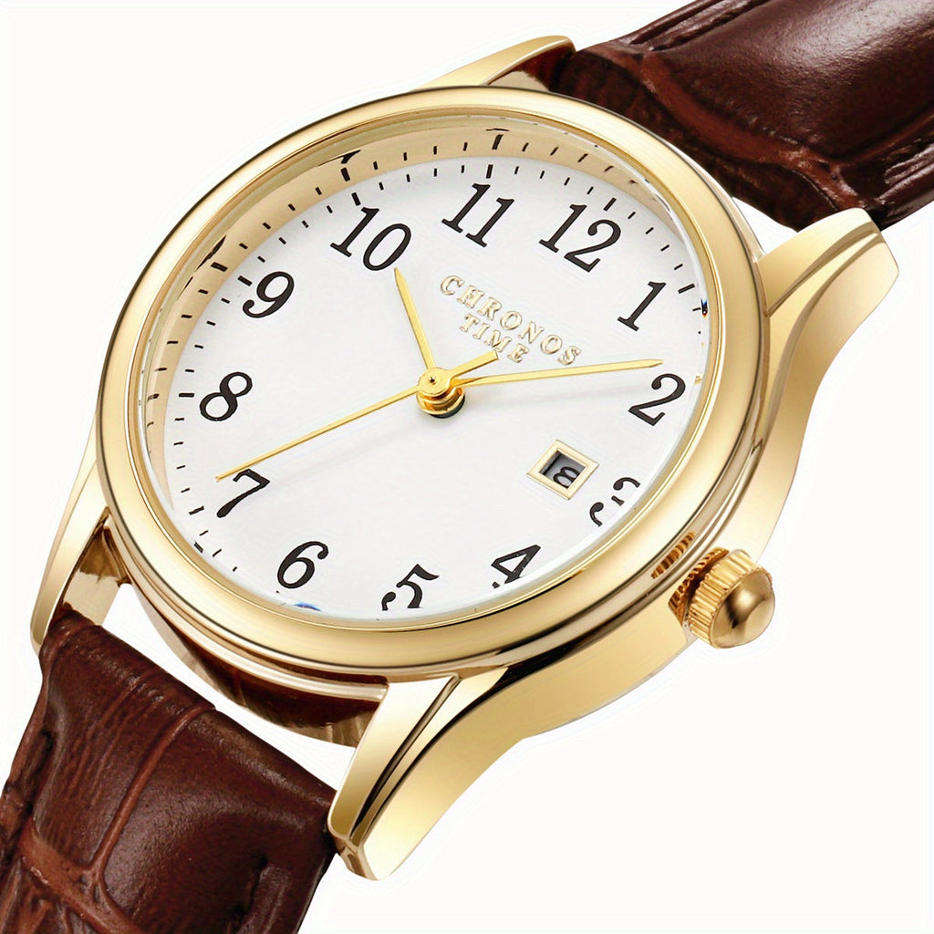 Reloj de cuarzo elegante para mujer con correa de piel sintética
