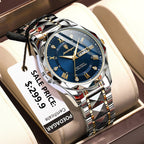 Reloj de hombre resistente al agua con movimiento de cuarzo y correa de acero inoxidable