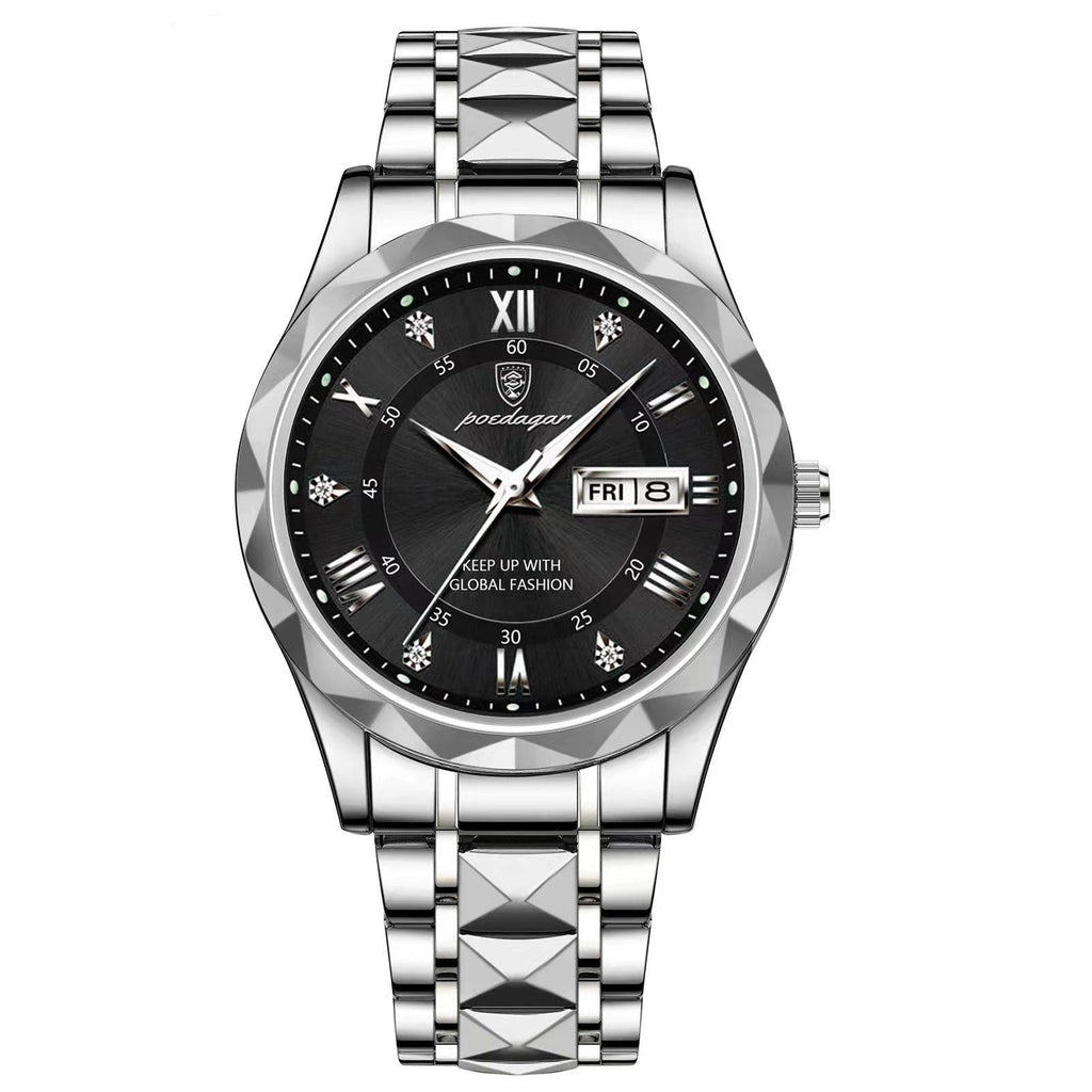 Reloj de hombre resistente al agua con movimiento de cuarzo y correa de acero inoxidable
