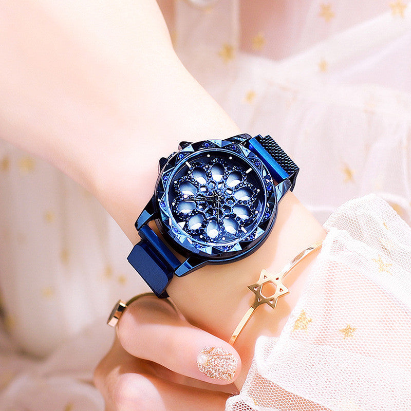 Reloj de mujer con esfera giratoria 360°, correa magnética y resistencia al agua