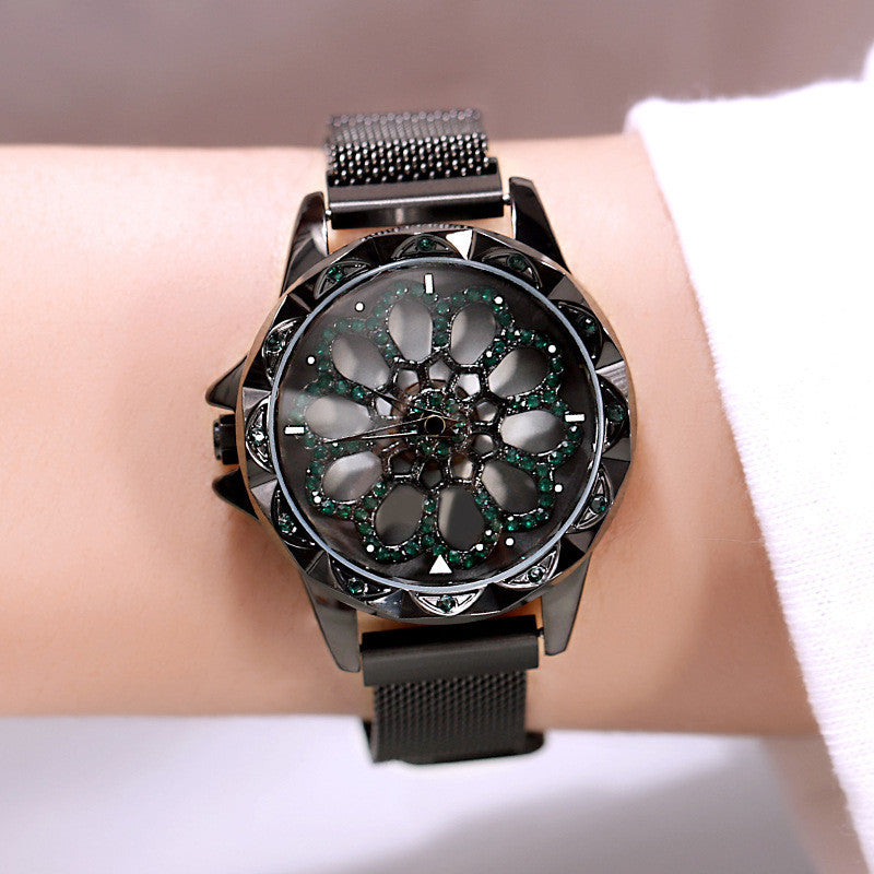 Reloj de mujer con esfera giratoria 360°, correa magnética y resistencia al agua