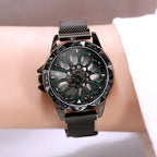 Reloj de mujer con esfera giratoria 360°, correa magnética y resistencia al agua