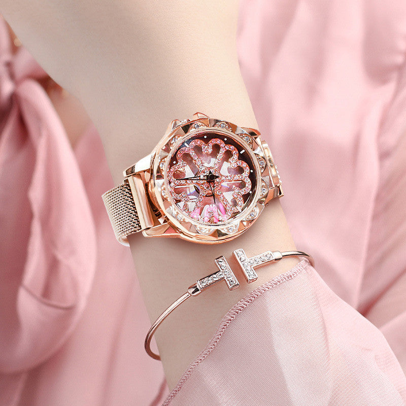 Reloj de mujer con esfera giratoria 360°, correa magnética y resistencia al agua