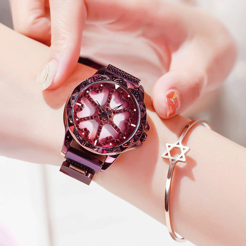 Reloj de mujer con esfera giratoria 360°, correa magnética y resistencia al agua