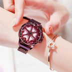 Reloj de mujer con esfera giratoria 360°, correa magnética y resistencia al agua