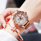 Reloj de mujer con esfera giratoria 360°, correa magnética y resistencia al agua