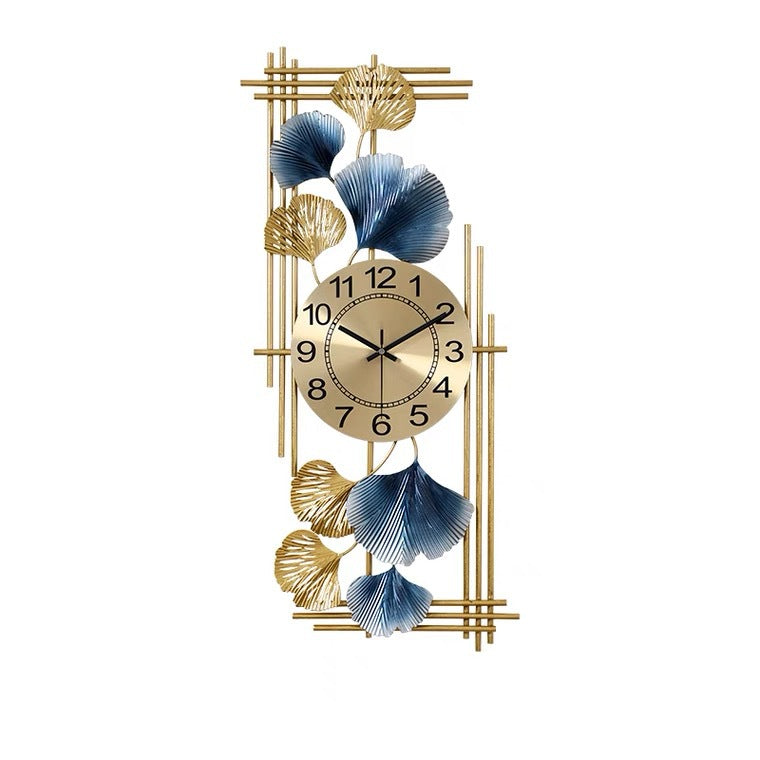 Reloj de pared artístico con hojas de ginkgo