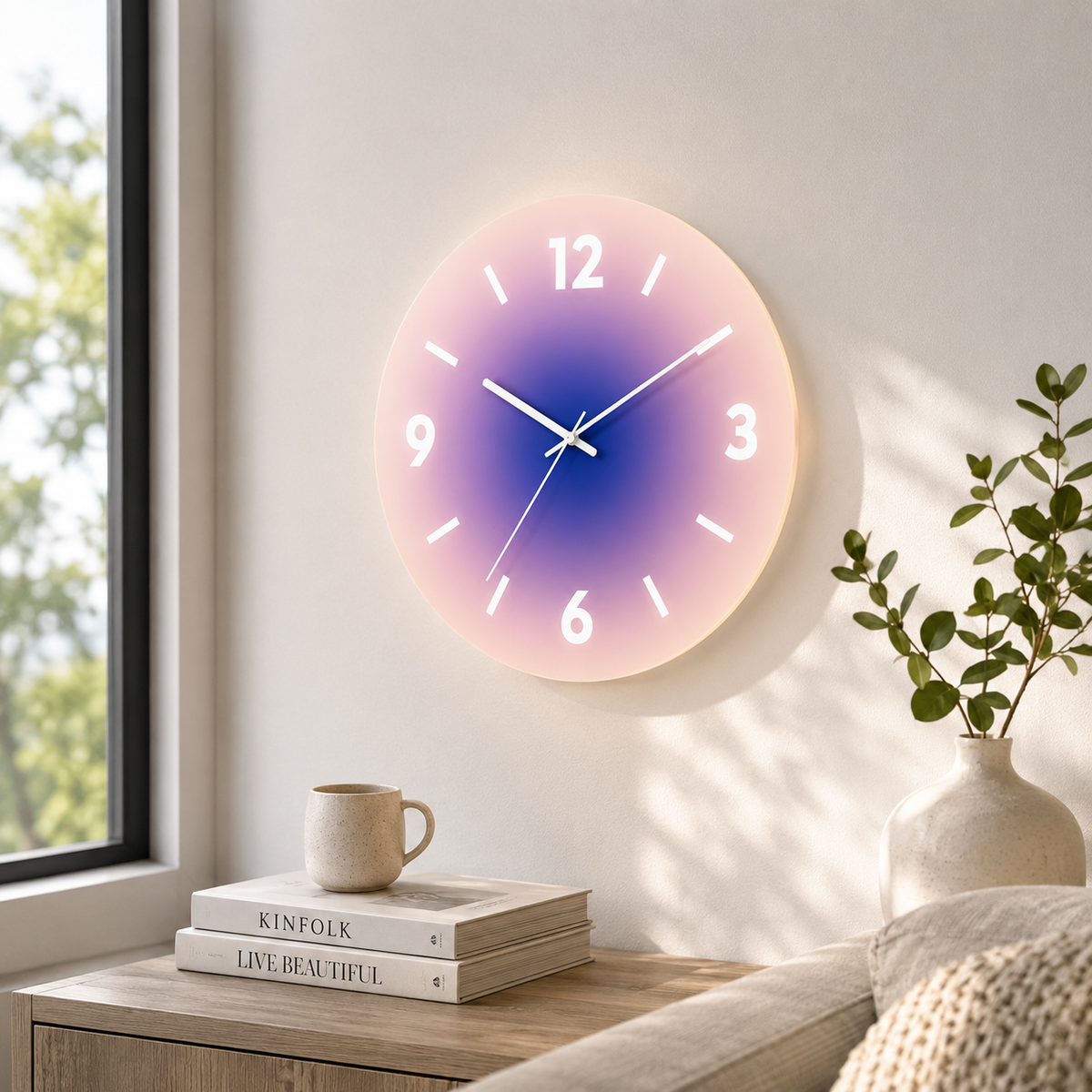 Reloj de pared de cristal Sunset
