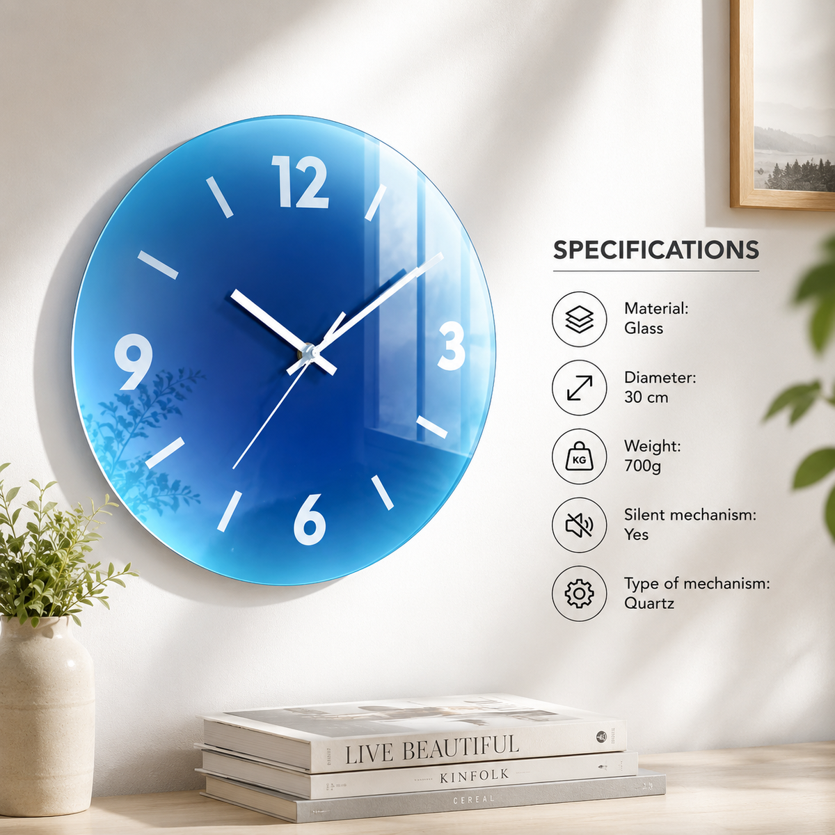 Reloj de pared de cristal Sunset