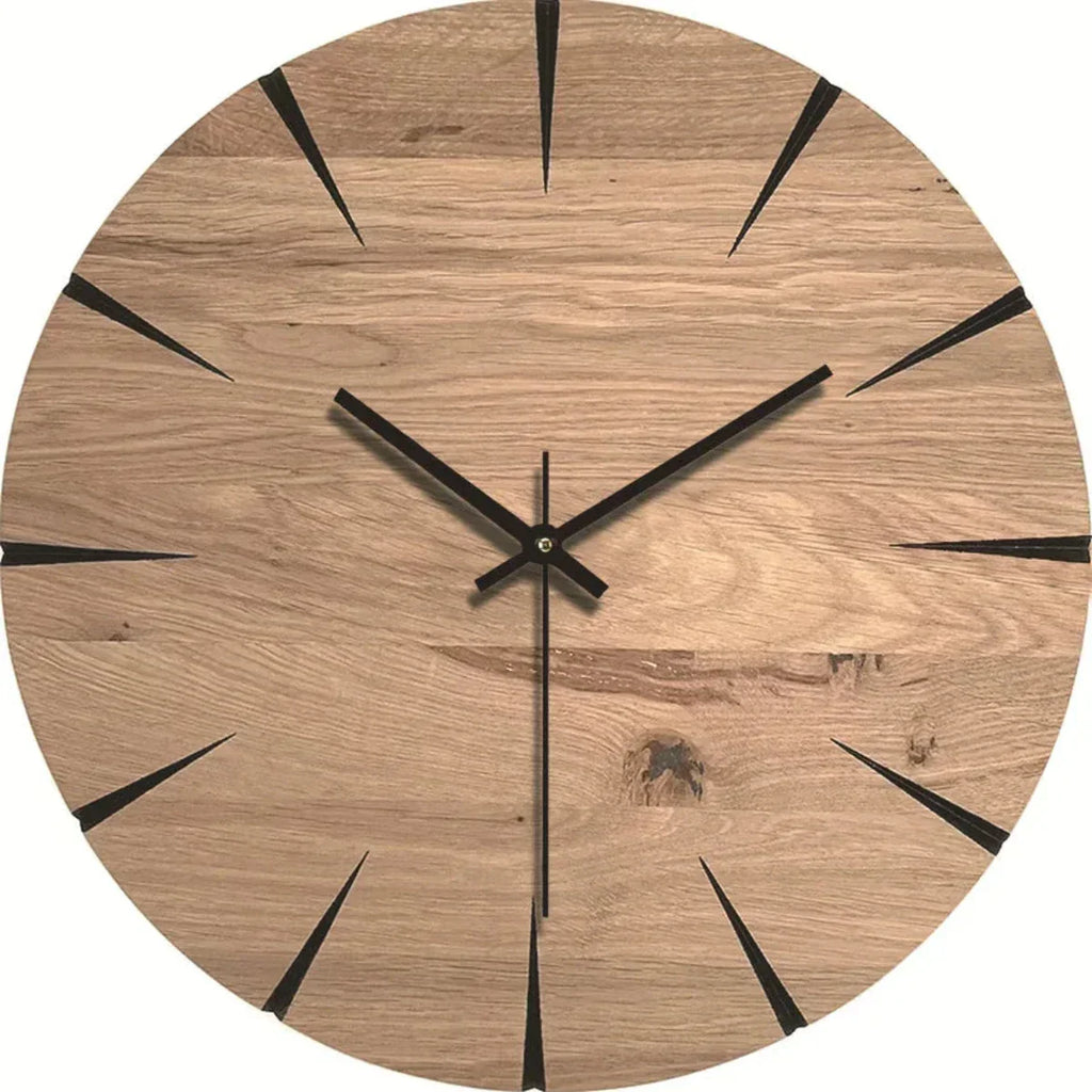Reloj de pared de madera con mecanismo silencioso