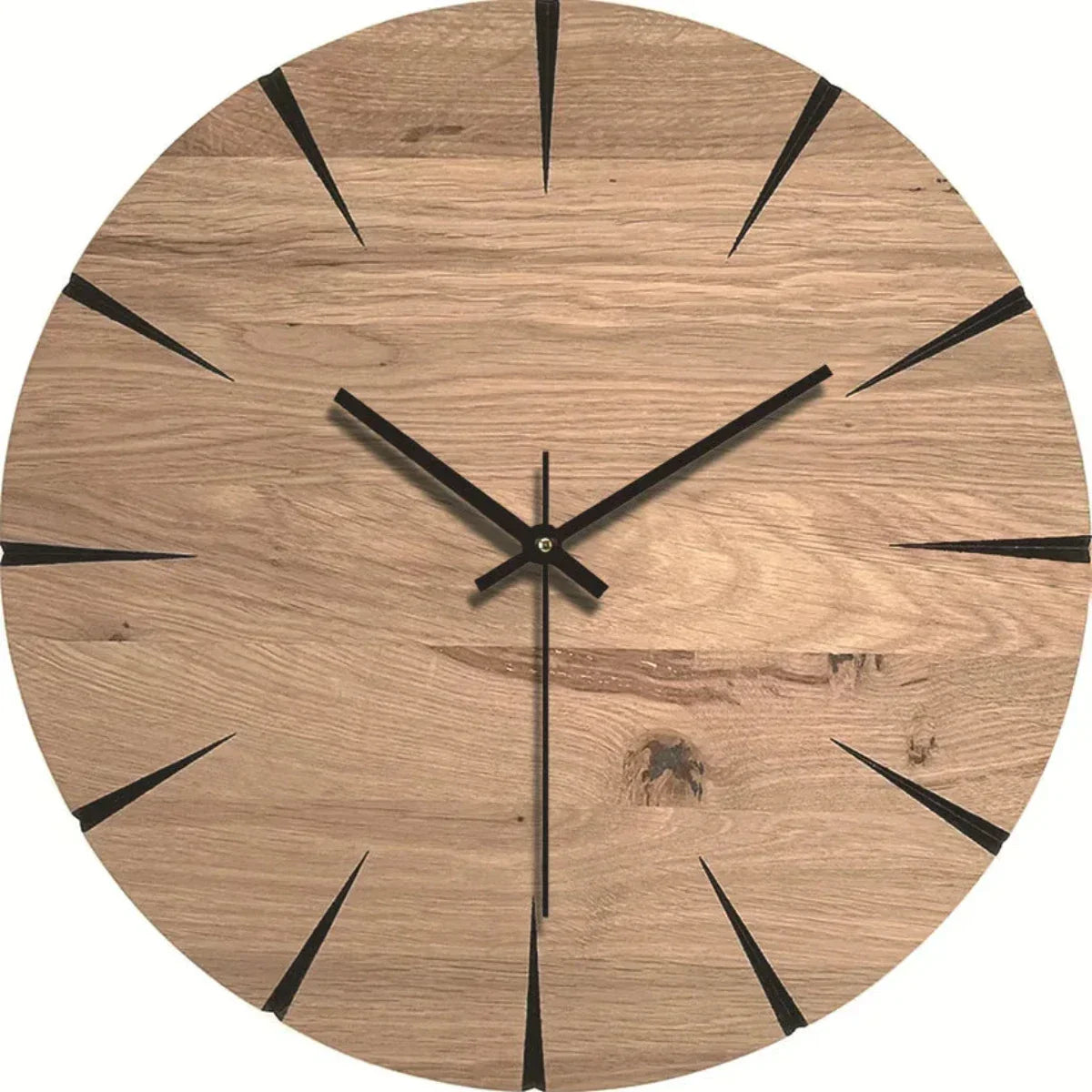 Reloj de pared de madera con mecanismo silencioso