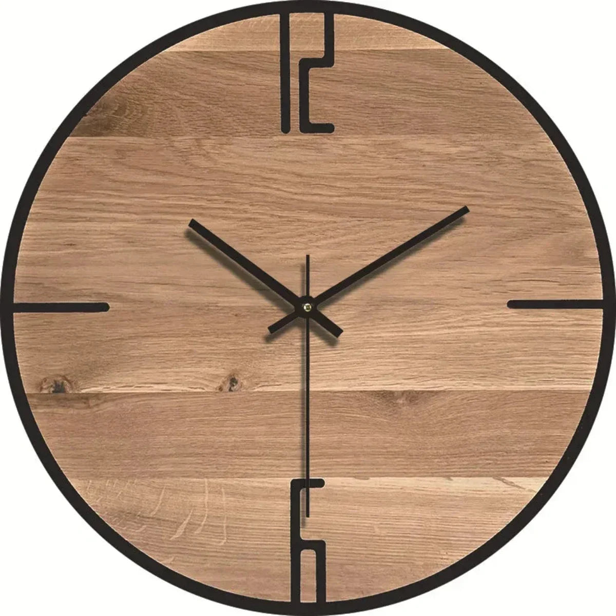 Reloj de pared de madera con mecanismo silencioso