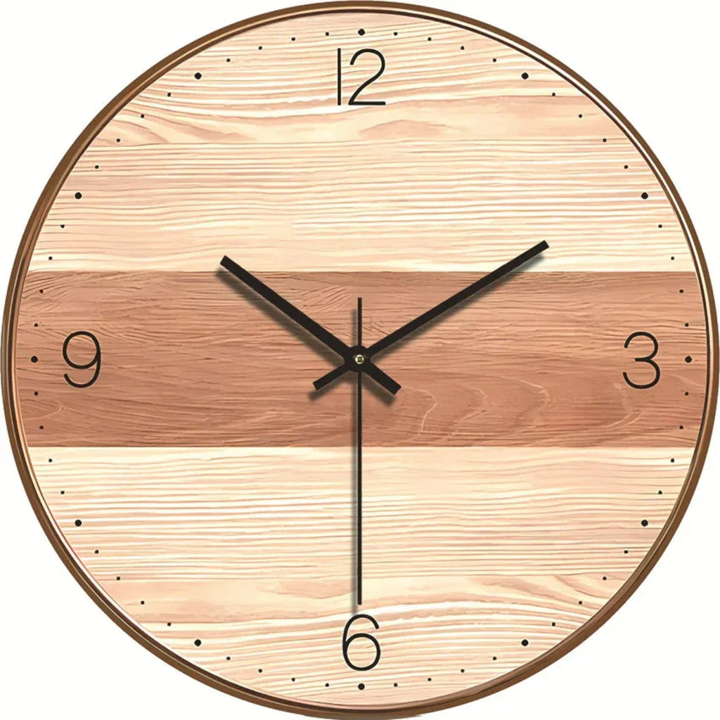 Reloj de pared de madera con mecanismo silencioso