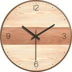 Reloj de pared de madera con mecanismo silencioso