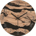 Reloj de pared de madera con mecanismo silencioso