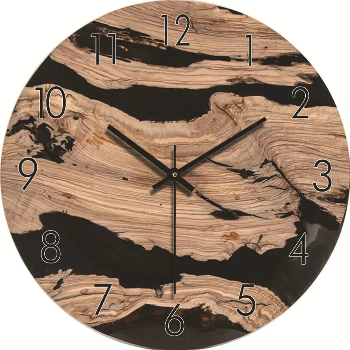 Reloj de pared de madera con mecanismo silencioso