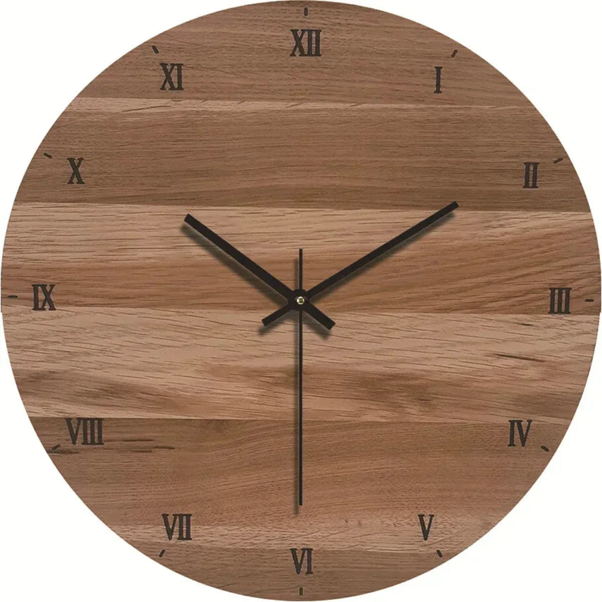 Reloj de pared de madera con mecanismo silencioso