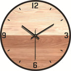 Reloj de pared de madera con mecanismo silencioso