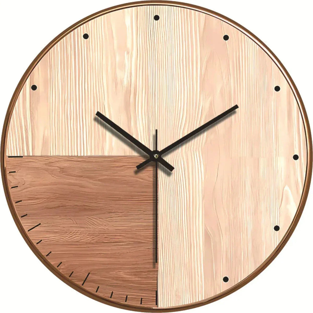 Reloj de pared de madera con mecanismo silencioso