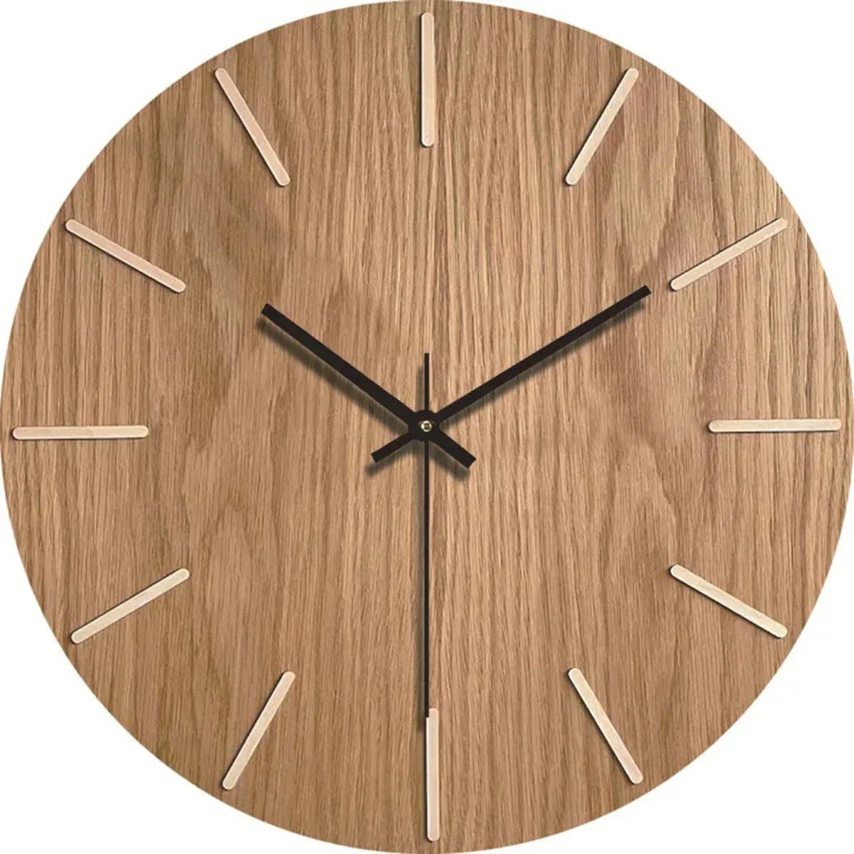 Reloj de pared de madera con mecanismo silencioso