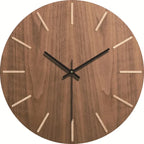 Reloj de pared de madera con mecanismo silencioso