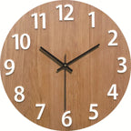 Reloj de pared de madera con mecanismo silencioso