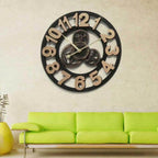 Reloj de pared decorativo 3D retro de gran tamaño hecho a mano