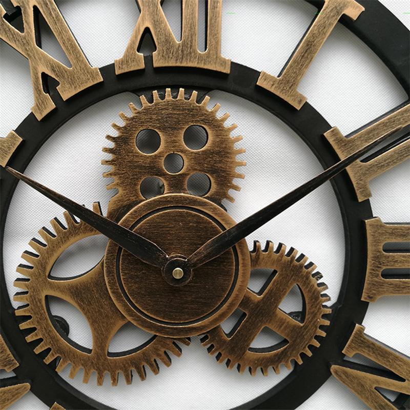 Reloj de pared decorativo 3D retro de gran tamaño hecho a mano