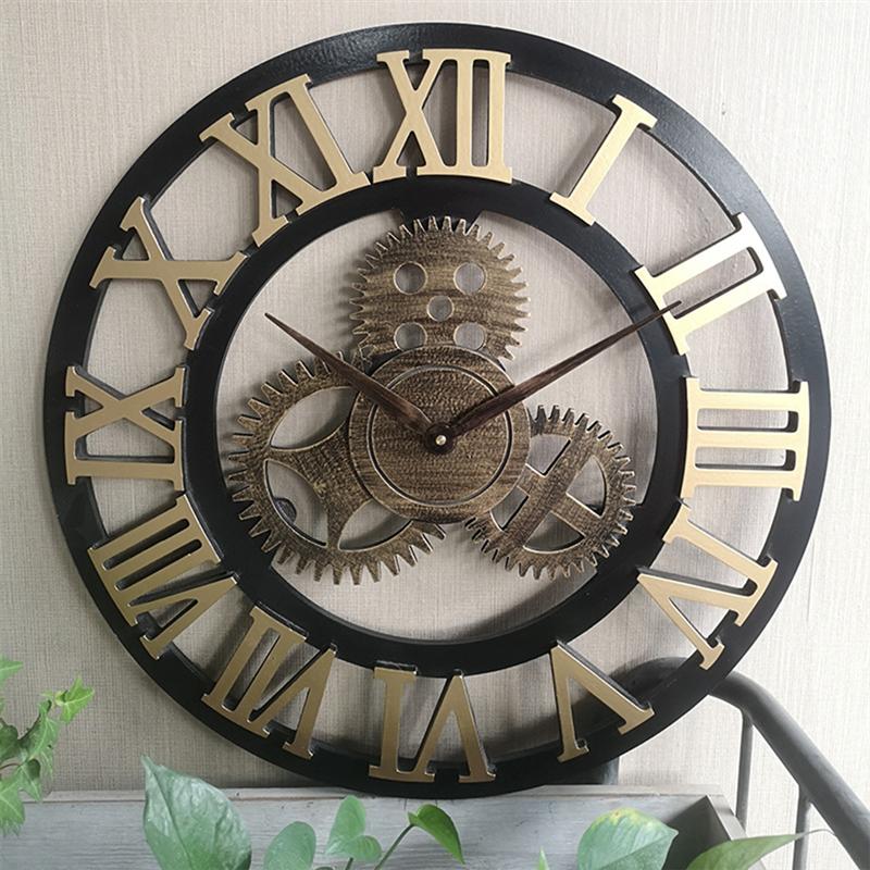 Reloj de pared decorativo 3D retro de gran tamaño hecho a mano