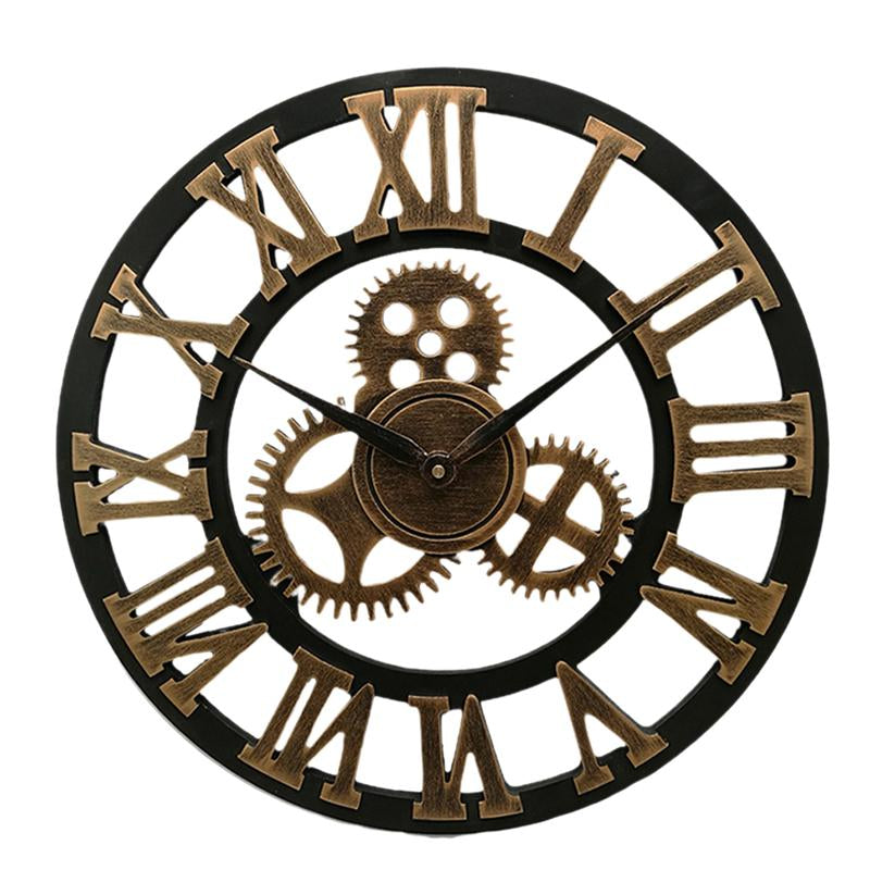 Reloj de pared decorativo 3D retro de gran tamaño hecho a mano