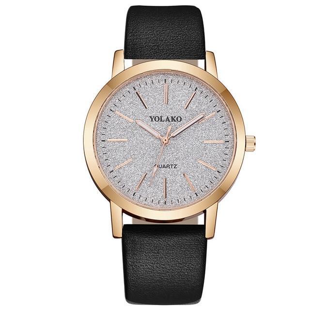 Reloj de pulsera analógico de cuarzo para mujer con correa de piel sintética estilo Ginebra
