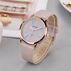 Reloj de pulsera analógico de cuarzo para mujer con correa de piel sintética estilo Ginebra