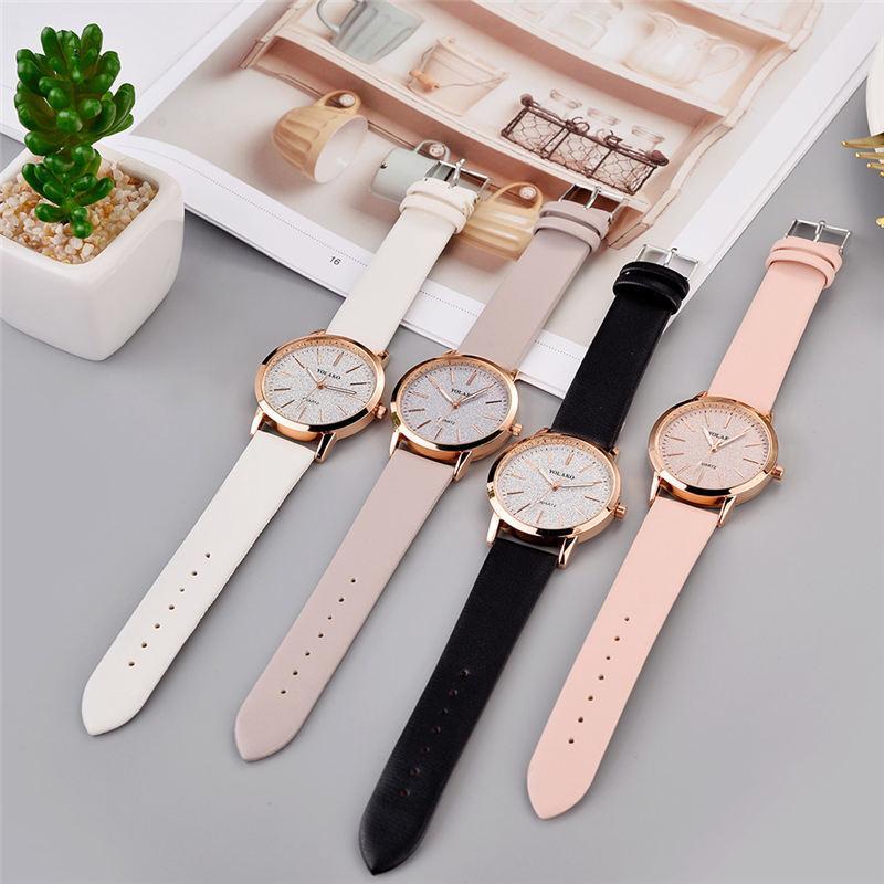 Reloj de pulsera analógico de cuarzo para mujer con correa de piel sintética estilo Ginebra