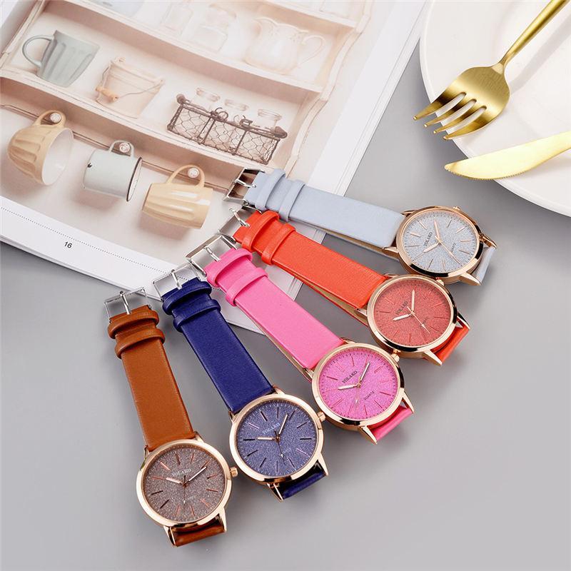 Reloj de pulsera analógico de cuarzo para mujer con correa de piel sintética estilo Ginebra