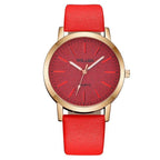Reloj de pulsera analógico de cuarzo para mujer con correa de piel sintética estilo Ginebra